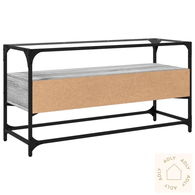 Tv-Benk Med Glasstopp Grå Sonoma 98X35X51 Cm Konstruert Tre