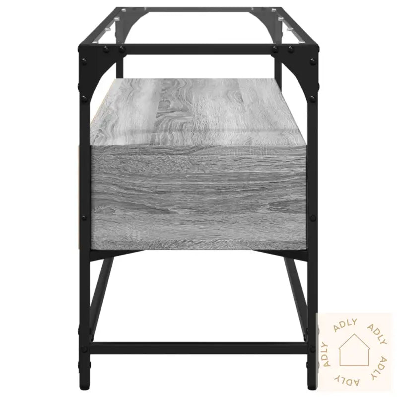 Tv-Benk Med Glasstopp Grå Sonoma 98X35X51 Cm Konstruert Tre