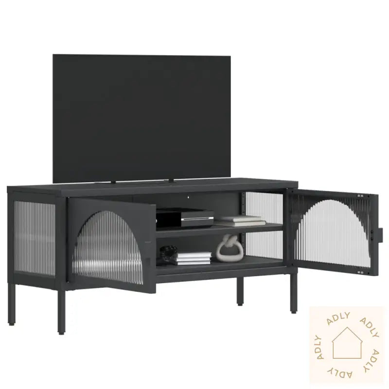 Tv-Benk Svart 105X35X50 Cm Glass Og Stål