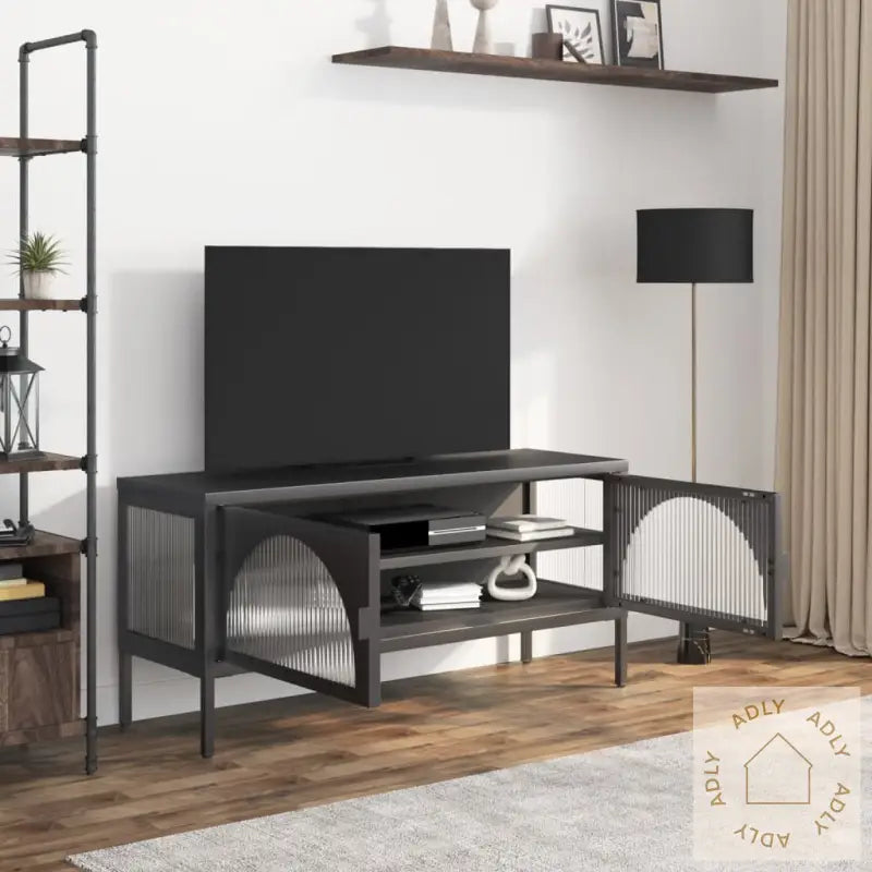 Tv-Benk Svart 105X35X50 Cm Glass Og Stål