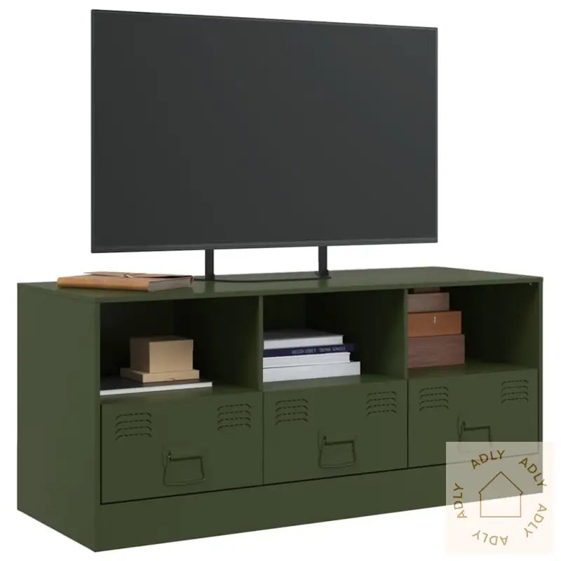 Tv-Benk Olivengrønn 99X39X44 Cm Stål