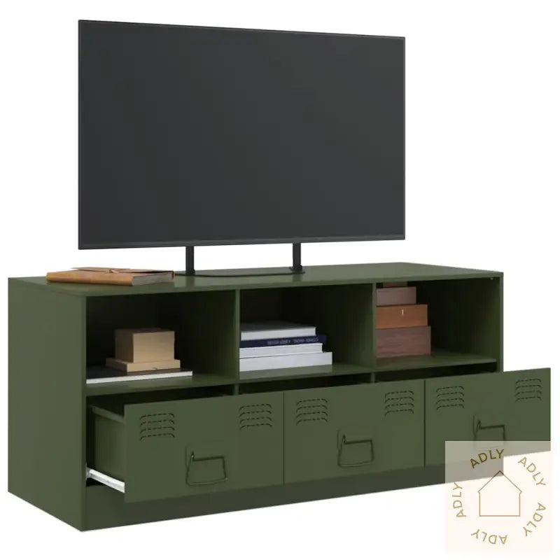 Tv-Benk Olivengrønn 99X39X44 Cm Stål