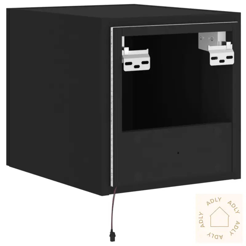 Vegghengt Tv-Benk Med Led Svart 30,5X35X30 Cm