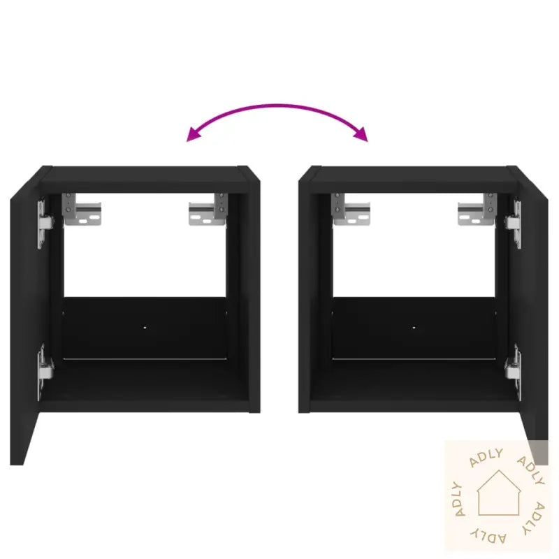 Vegghengt Tv-Benk Med Led Svart 30,5X35X30 Cm