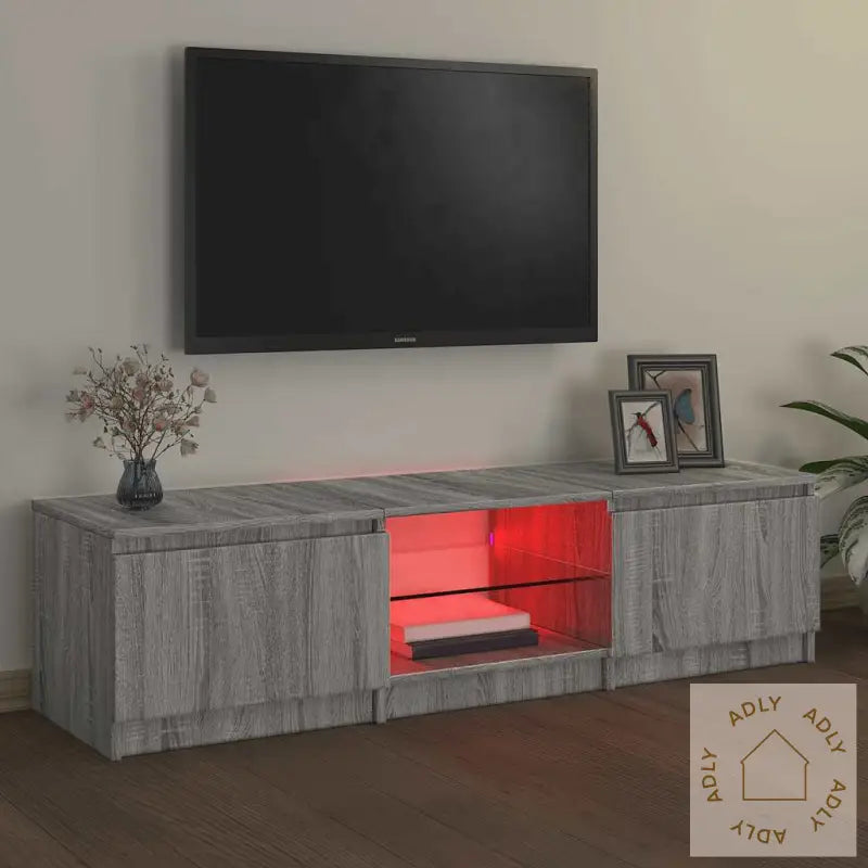 Tv-Benk Med Led-Lys Grå Eik 140X40X36 Cm