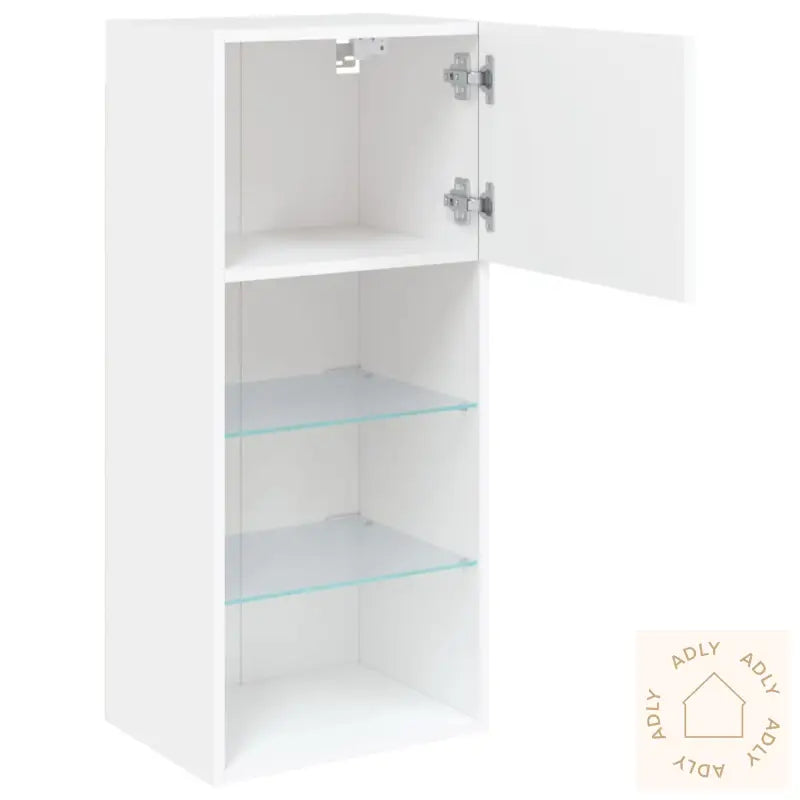 Tv-Benk Med Led-Lys Hvit 40,5X30X90 Cm