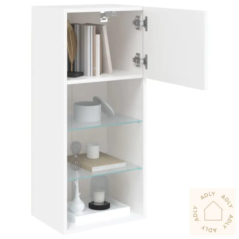 Tv-Benk Med Led-Lys Hvit 40,5X30X90 Cm