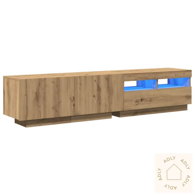 Tv-Benk Med Led-Lys Artisan Eik 180X35X40 Cm Konstruert Tre