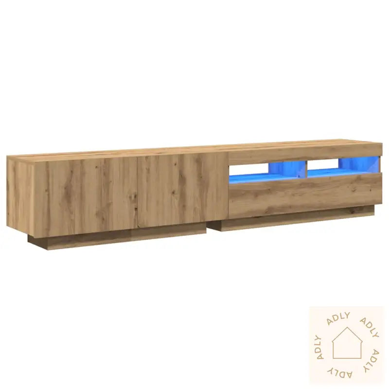Tv-Benk Med Led-Lys Artisan Eik 200X35X40 Cm Konstruert Tre