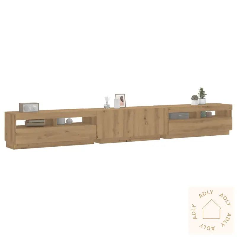 Tv-Benk Med Led-Lys Artisan Eik 300X35X40 Cm Konstruert Tre