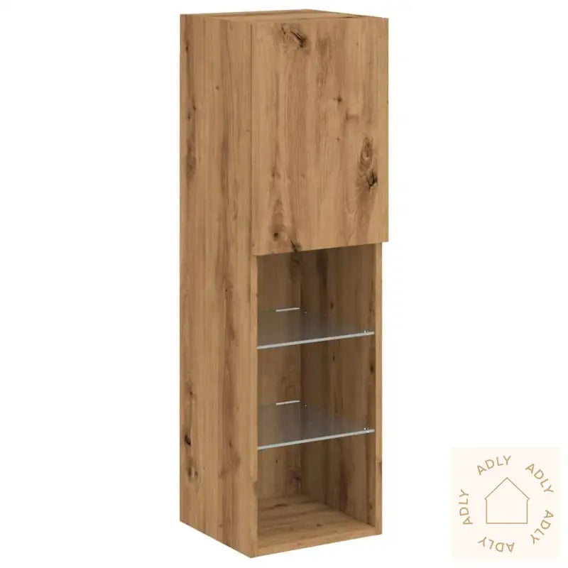Tv-Benker Med Led-Lys 2 Stk Artisan Eik 30,5X30X102 Cm