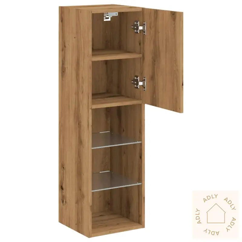 Tv-Benker Med Led-Lys 2 Stk Artisan Eik 30,5X30X102 Cm