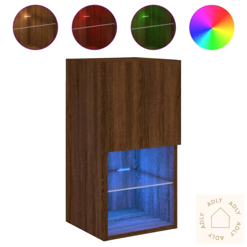 Tv-Benk Med Led-Lys Brun Eik 30,5X30X60 Cm
