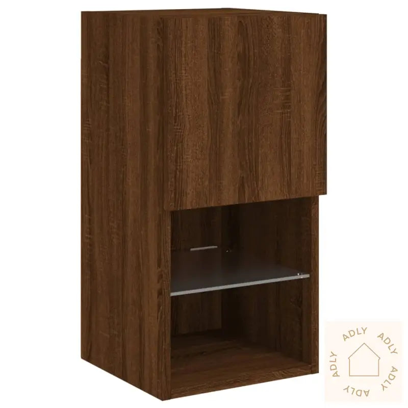 Tv-Benk Med Led-Lys Brun Eik 30,5X30X60 Cm