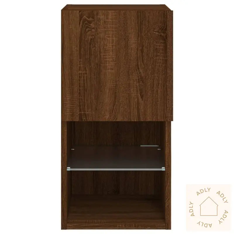 Tv-Benk Med Led-Lys Brun Eik 30,5X30X60 Cm