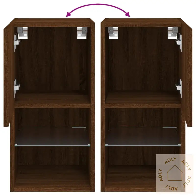 Tv-Benk Med Led-Lys Brun Eik 30,5X30X60 Cm