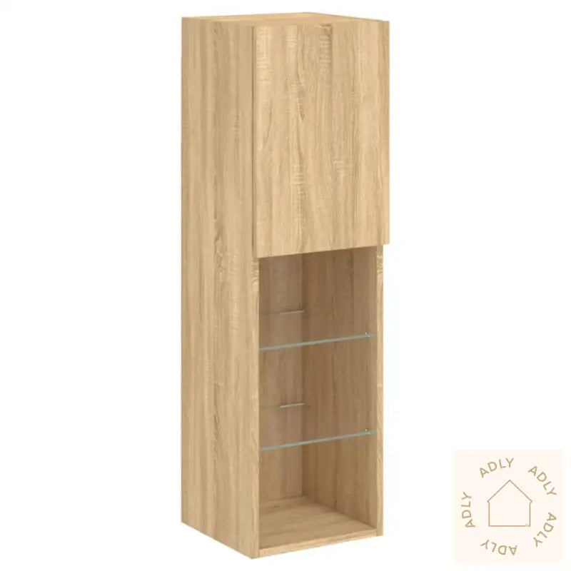 Tv-Benker Med Led-Lys 2 Stk Sonoma Eik 30,5X30X102 Cm