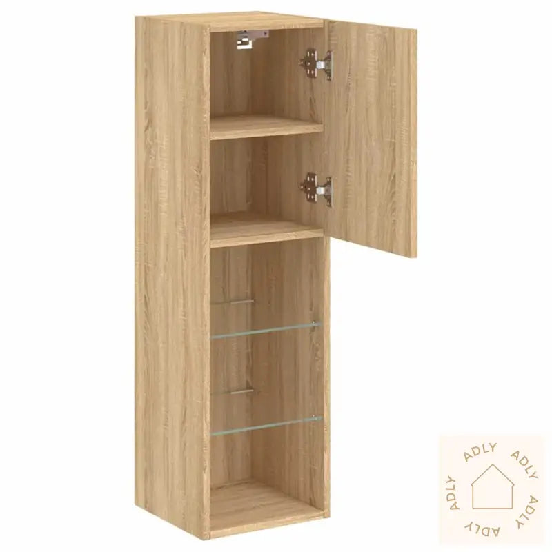 Tv-Benker Med Led-Lys 2 Stk Sonoma Eik 30,5X30X102 Cm