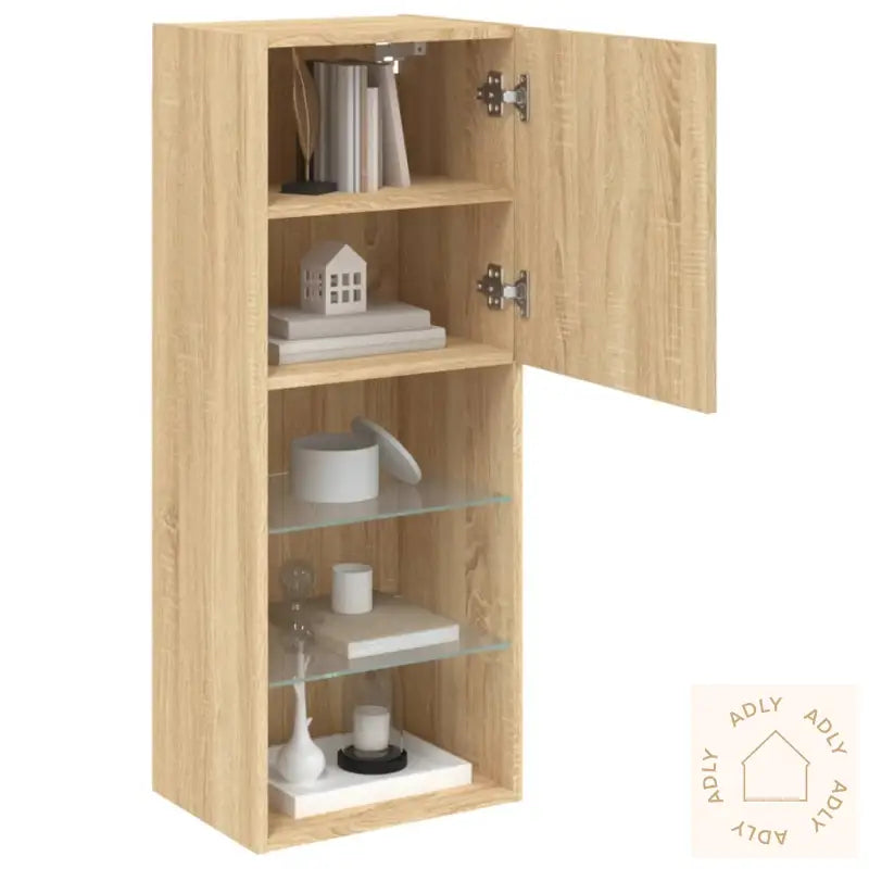 Tv-Benk Med Led-Lys Sonoma Eik 40,5X30X102 Cm