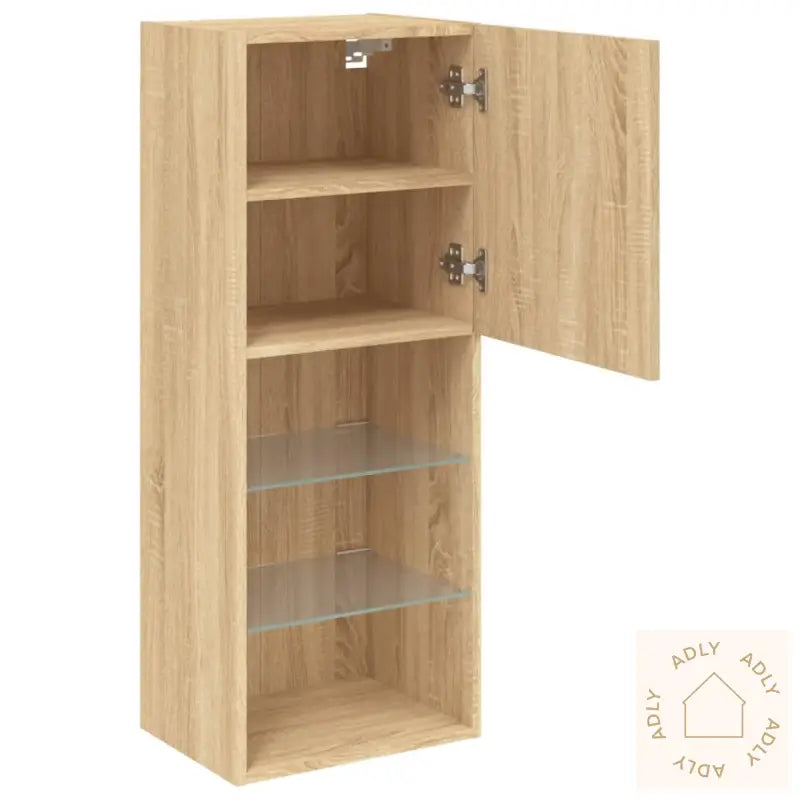 Tv-Benk Med Led-Lys Sonoma Eik 40,5X30X102 Cm