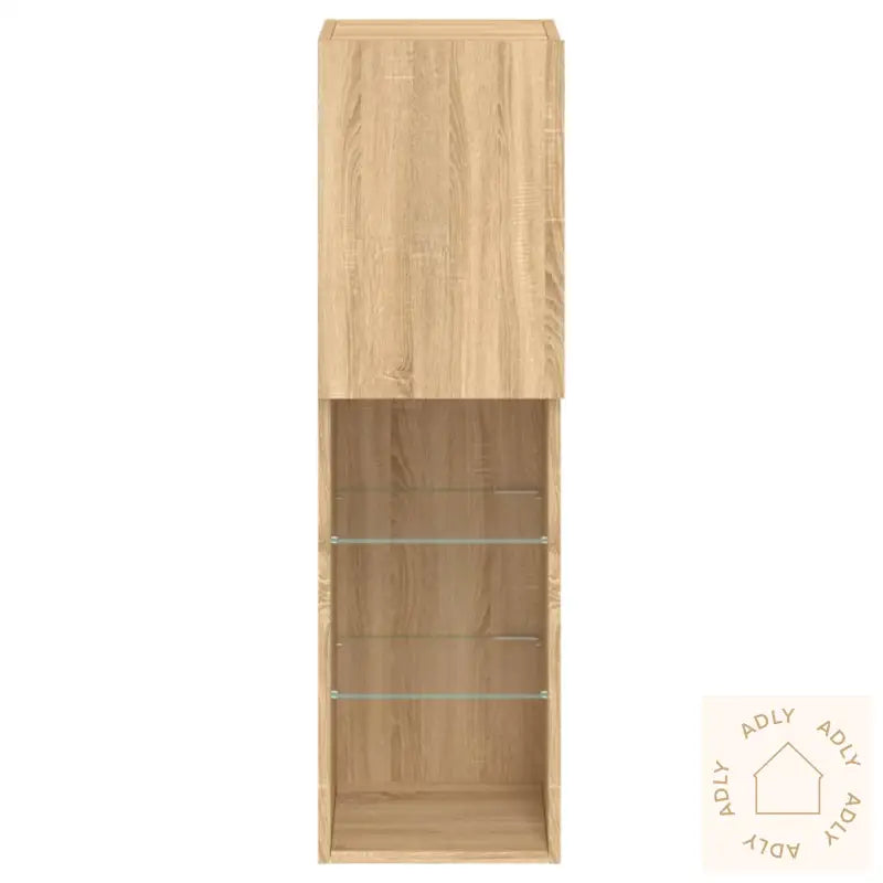 Tv-Benker Med Led-Lys 2 Stk Sonoma Eik 30,5X30X102 Cm