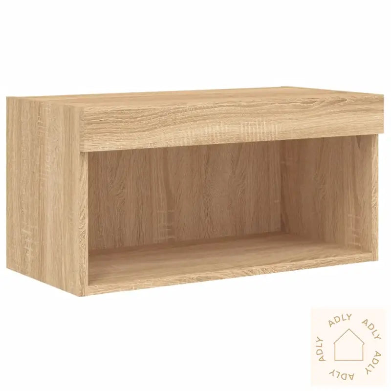 Tv-Benk Med Led Sonoma Eik 60X30X30 Cm