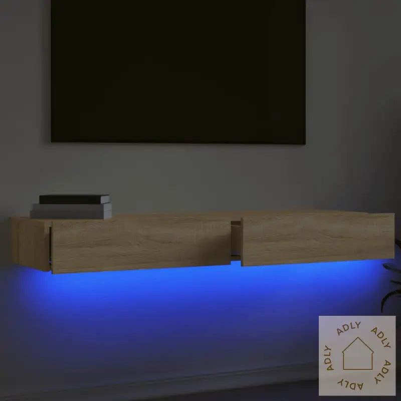 Tv-Benker Med Led-Lys 2 Stk Sonoma Eik 60X35X15,5 Cm