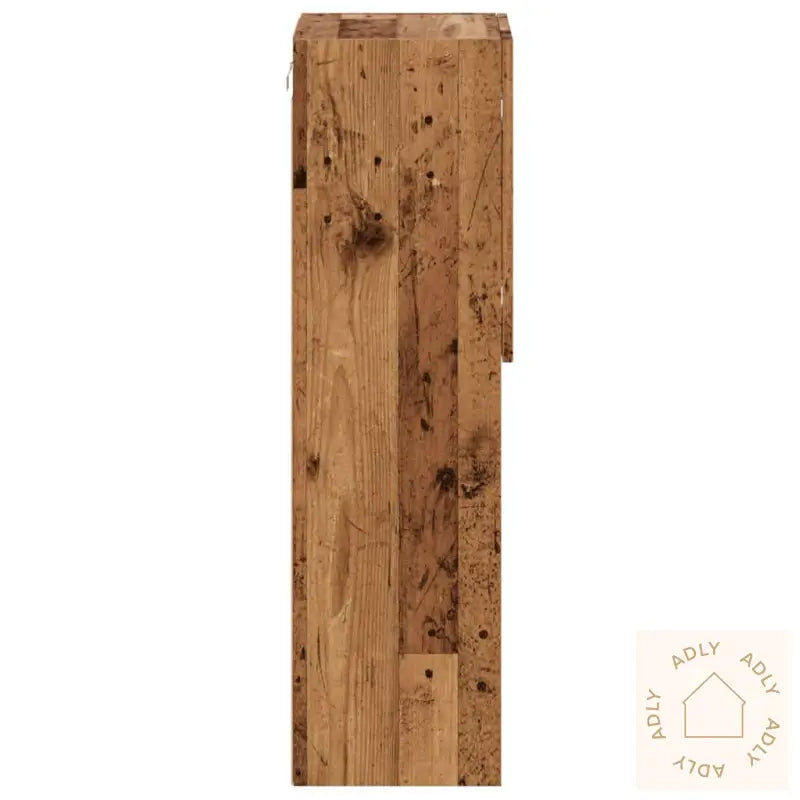 Tv-Benk Med Led-Lys Gammelt Tre 30,5X30X102 Cm