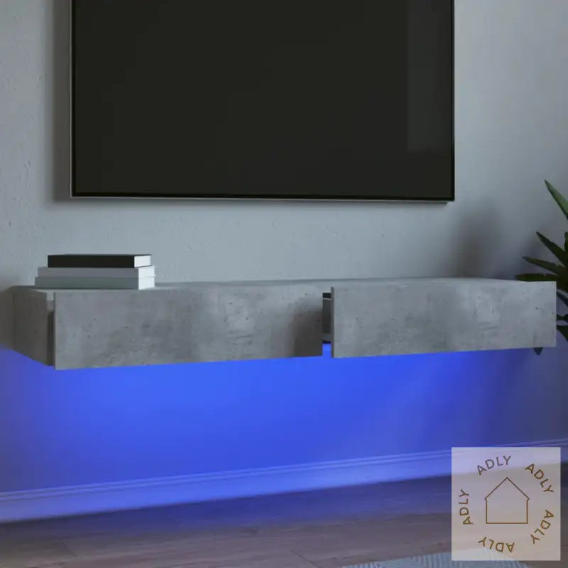 Tv-Benker Med Led-Lys 2 Stk Betonggrå 60X35X15,5 Cm‑