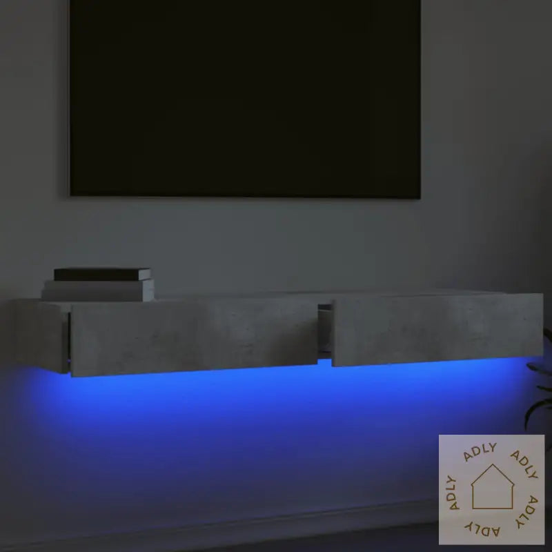Tv-Benker Med Led-Lys 2 Stk Betonggrå 60X35X15,5 Cm‑