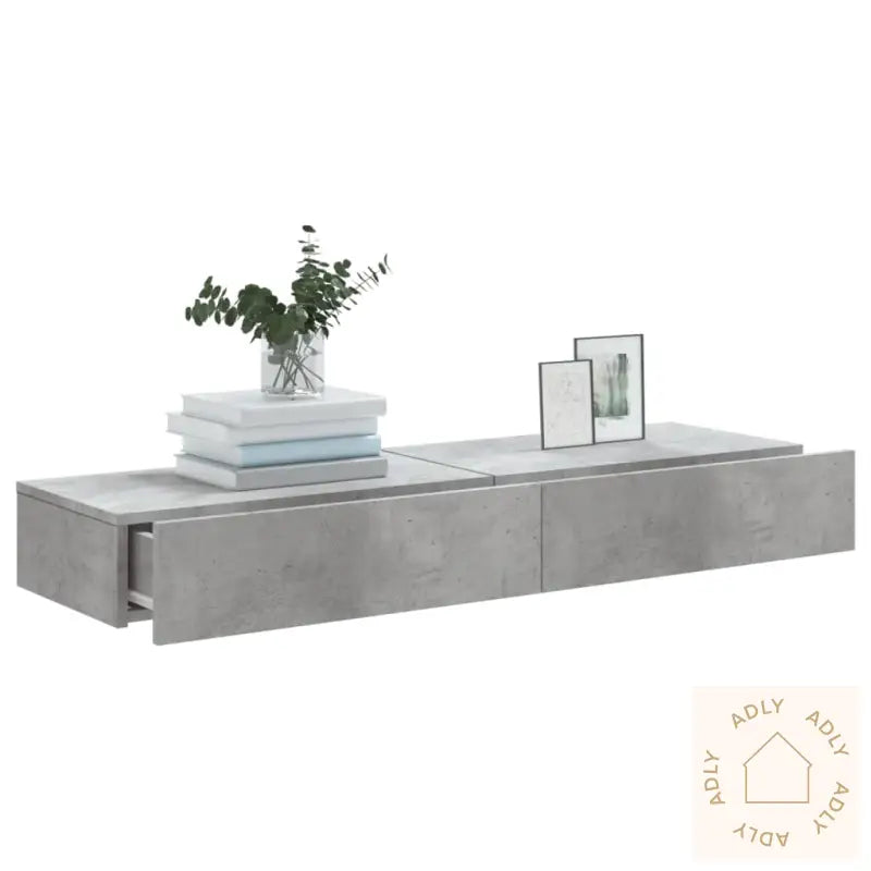 Tv-Benker Med Led-Lys 2 Stk Betonggrå 60X35X15,5 Cm‑