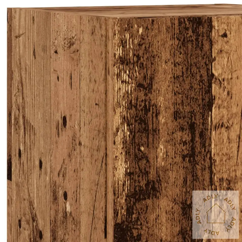 Tv-Benk Med Led-Lys Gammelt Tre 30,5X30X102 Cm