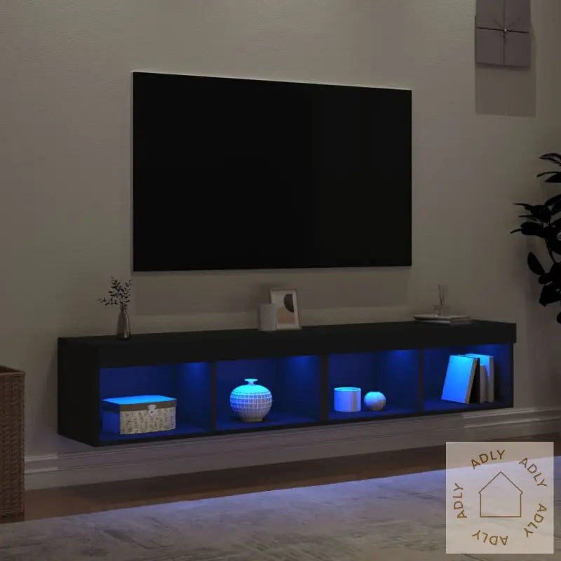 Tv-Benker Med Led-Lys 2 Stk Svart 80X30X30 Cm