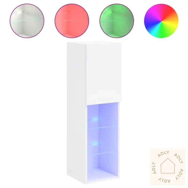 Tv-Benker Med Led-Lys 2 Stk Hvit 30,5X30X102 Cm