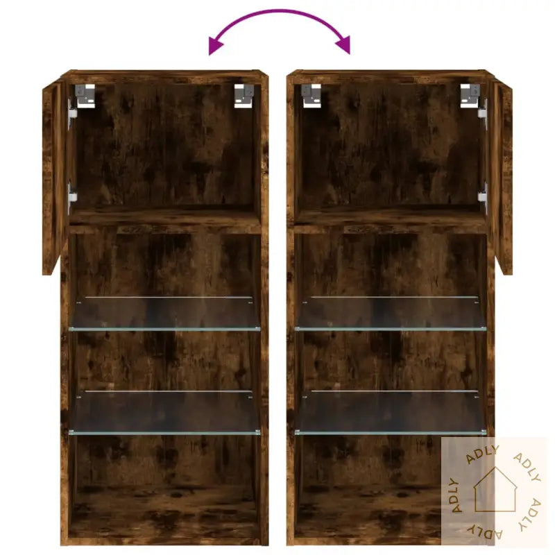 Tv-Benk Med Led-Lys Røkt Eik 40,5X30X90 Cm