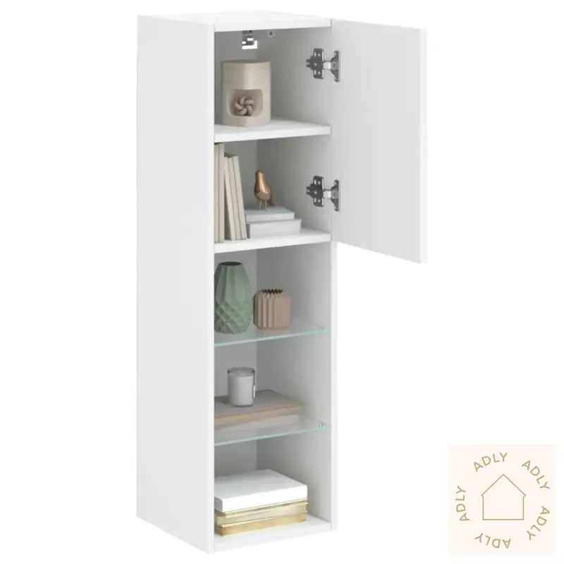 Tv-Benker Med Led-Lys 2 Stk Hvit 30,5X30X102 Cm