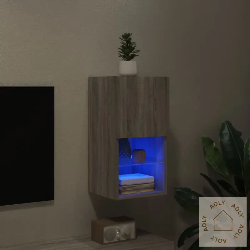 Tv-Benker Med Led-Lys Grå Sonoma 30,5X30X60 Cm