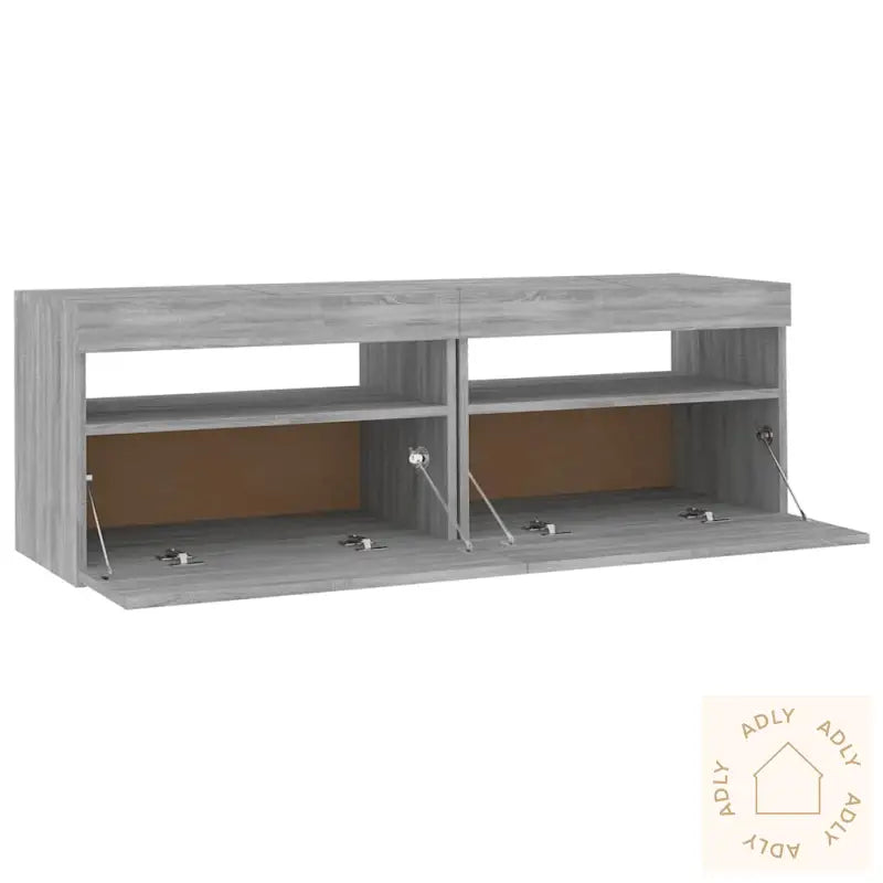 Tv-Benk Med Led-Lys Grå Sonoma 120X35X40 Cm