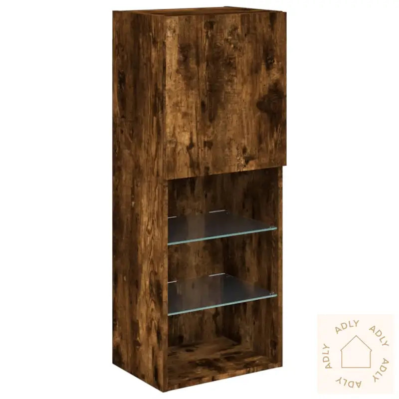 Tv-Benk Med Led-Lys Røkt Eik 40,5X30X102 Cm