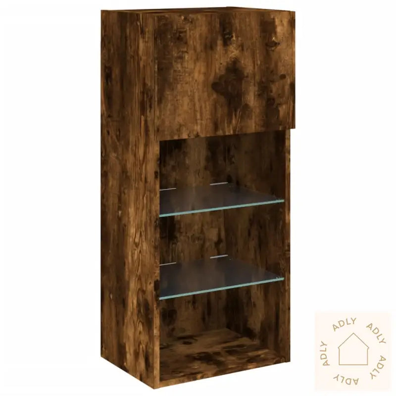 Tv-Benk Med Led-Lys Røkt Eik 40,5X30X90 Cm