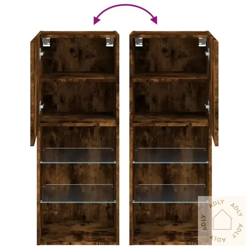 Tv-Benk Med Led-Lys Røkt Eik 40,5X30X102 Cm