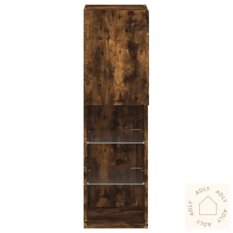 Tv-Benker Med Led-Lys 2 Stk Røkt Eik 30,5X30X102 Cm