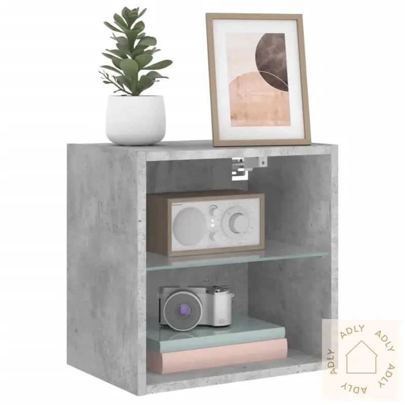 Nattbord Med Led Veggmontert Betonggrå