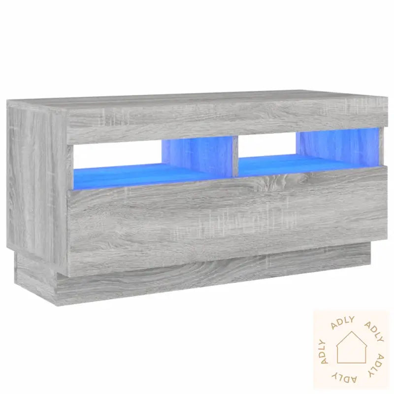 Tv-Benk Med Led-Lys Grå Sonoma 80X35X40 Cm