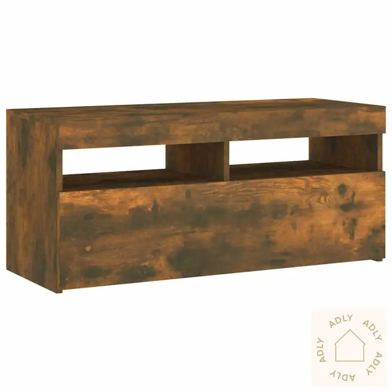 Tv-Benk Med Led-Lys Røkt Eik 90X35X40 Cm