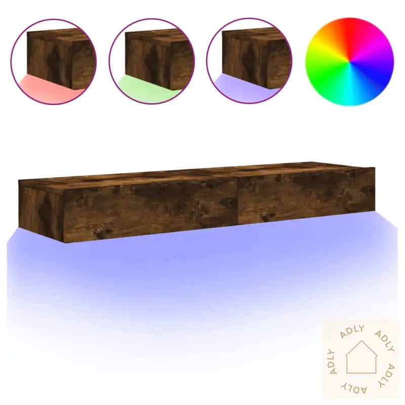 Tv-Benker Med Led-Lys 2 Stk Røkt Eik 60X35X15,5 Cm
