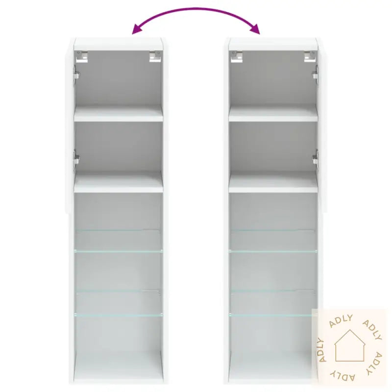 Tv-Benker Med Led-Lys 2 Stk Hvit 30,5X30X102 Cm
