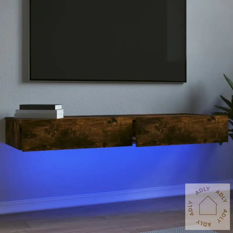 Tv-Benker Med Led-Lys 2 Stk Røkt Eik 60X35X15,5 Cm