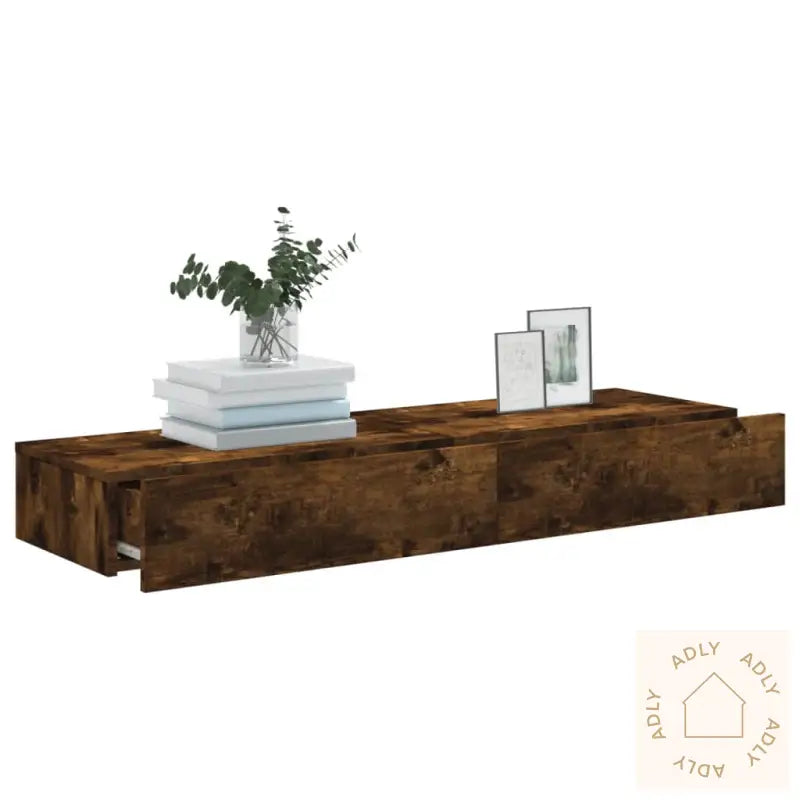 Tv-Benker Med Led-Lys 2 Stk Røkt Eik 60X35X15,5 Cm