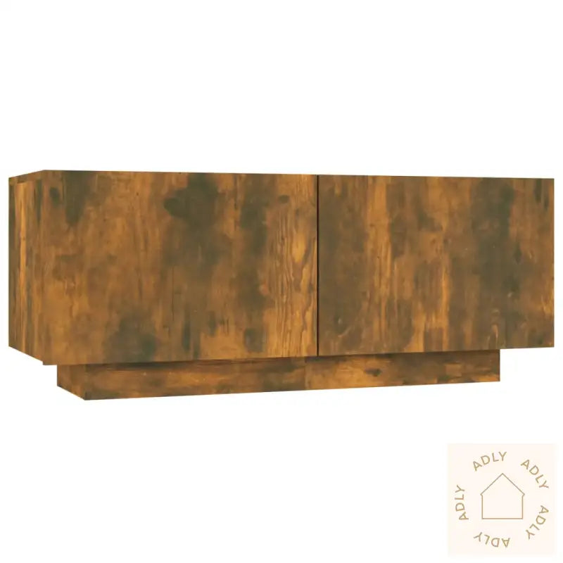 Tv-Benksett Med Led-Lys 2 Deler Røkt Eik Konstruert Tre